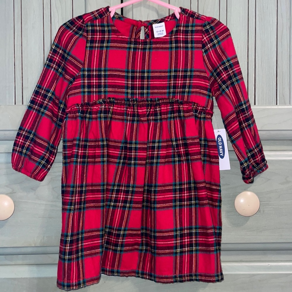 Old Navy Holiday Plaid Pattern Dress